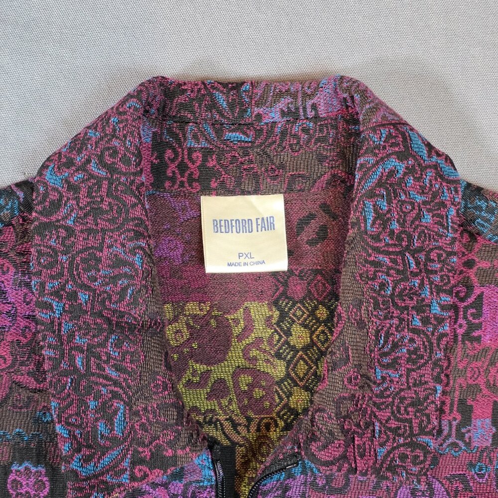 Vintage Bedford Fair Jacket Blazer Tapestry Style Cottagecore Purple Sz PXL - Picture 4 of 7